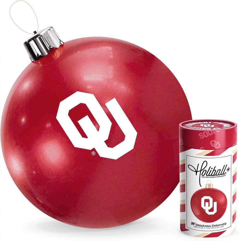 NEW HOLIBALL oklahoma university inflatable ornament in red